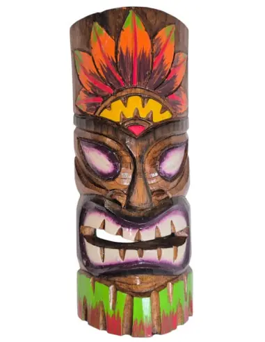Masque Tiki Multicolore 30cm en Bois | Authentique & fait main