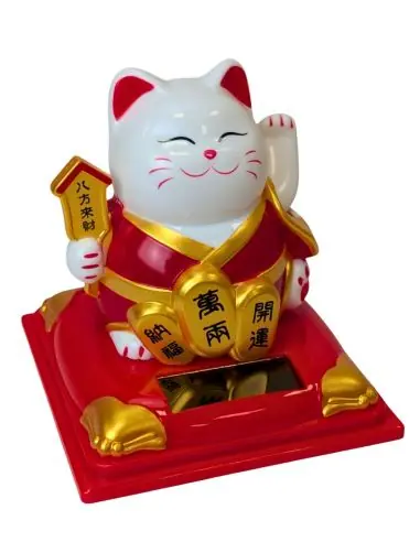 Maneki Neko Blanc à Énergie Solaire | Chance, Bonheur & Harmonie