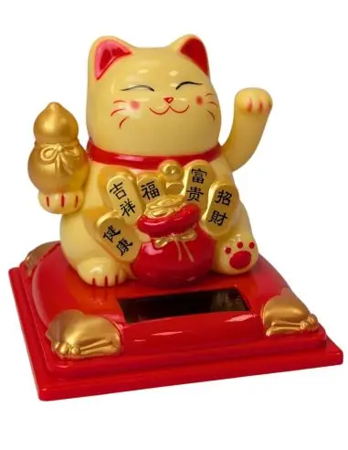 Maneki Neko Doré à Énergie Solaire | Richesse, Succés & Prospérité