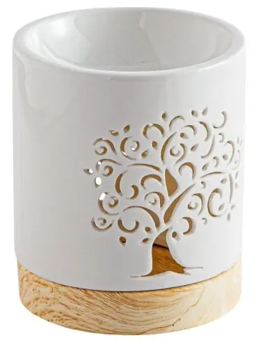 Brûle-parfum Arbre de Vie en Céramique Blanche