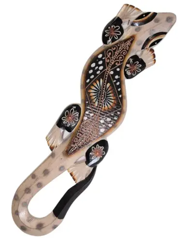 Gecko mural en bois 50cm | Savoir-faire traditionnel de Bali