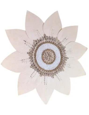 Décoration murale Bohème en Macramé, Coquillages & Perles ⌀42cm