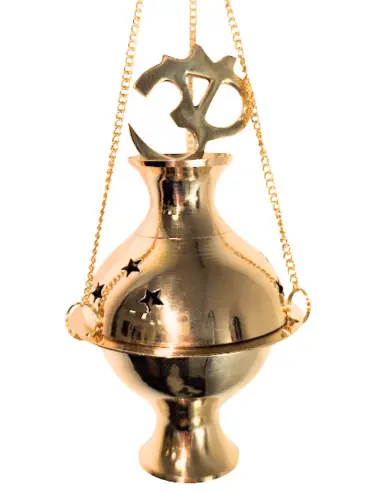 Encensoir de Méditation à Suspendre en laiton doré | symbole Ôm