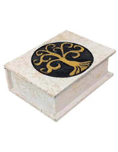 Boîte en bois Arbre de Vie Noir & Or | 19x14cm