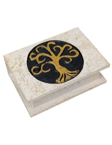 Petite boîte en bois Arbre de Vie Noir & Or | 15x10,5cm