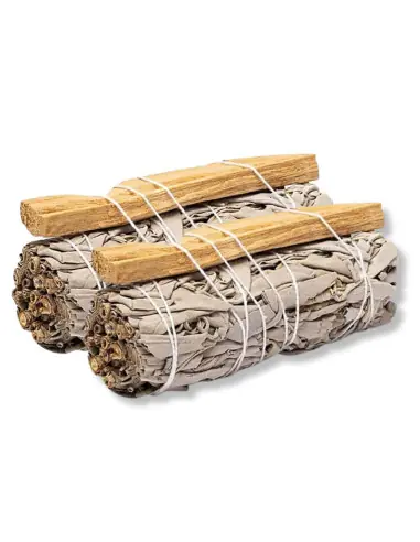 Lot de 2 Bâtons de fumigation Sauge Blanche & Palo Santo 30-40g