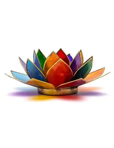 Bougeoir Fleur de Lotus "7 Chakras" en coquille de Capiz