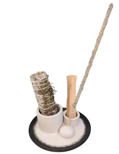 Support à Encens 3-en-1 en céramique | Palo Santo, Sauge et Bâtonnets