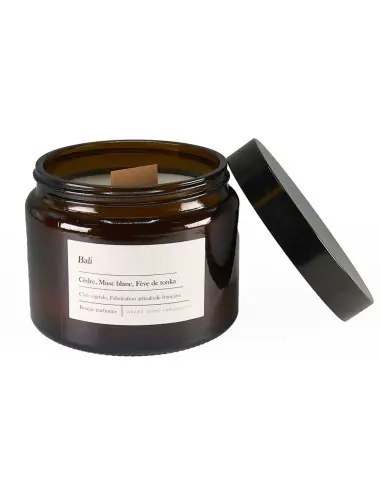 Bougie parfumée naturelle "Bali" Cèdre, Musc Blanc et Tonka 75 heures 500g | Drake