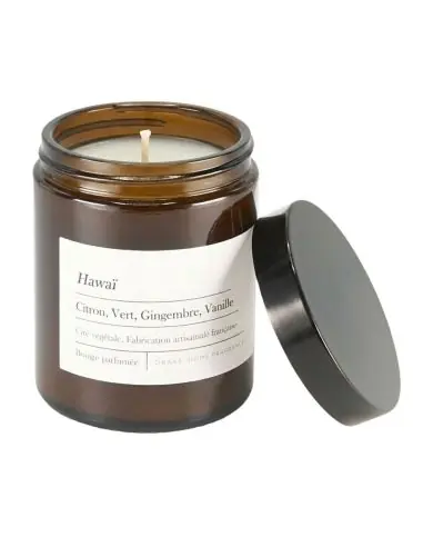Bougie parfumée naturelle "Hawaï" Citron vert, Gingembre & Vanille 35 heures 135g | Drake
