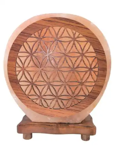 Lampe de Sel de l'Himalaya motif Fleur de Vie interchangeable 5Kg