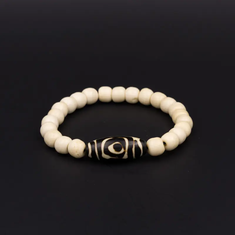 Bracelet en os et pierre dzi