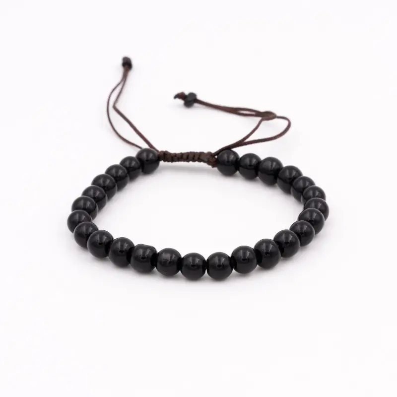 Bracelet mâlâ tibétain en perles noires - 6 mm