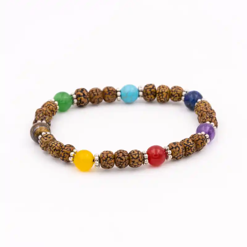 Bracelet 7 chakras et rudraksha
