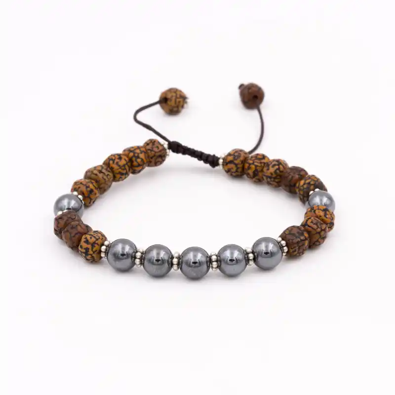 Bracelet mâlâ hématite et rudraksha