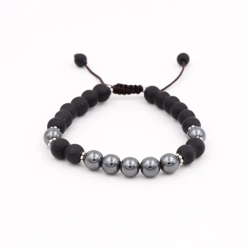Bracelet mala tibétain hématite et shaligram