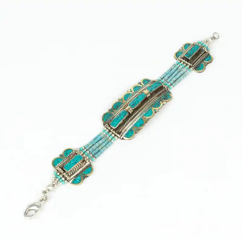 Bracelet manchette en pierres turquoises