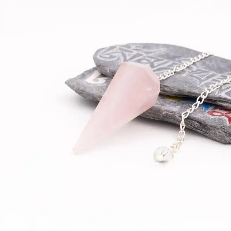 Pendule cône quartz rose