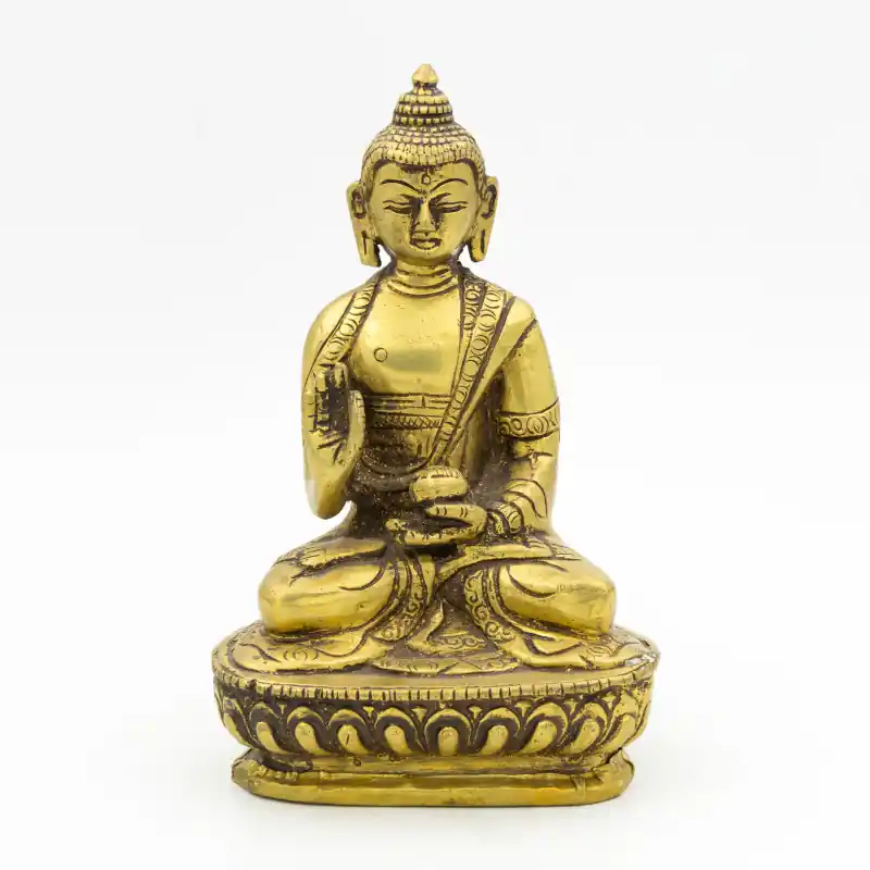 Statue Bouddha assis en laiton - mudra Vitarka - 14 cm