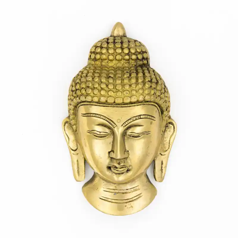 Tête de bouddha murale dorée