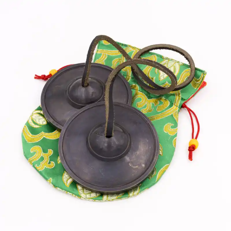 Cymbales tibétaines 7 métaux noires - 8 cm - 405 gr