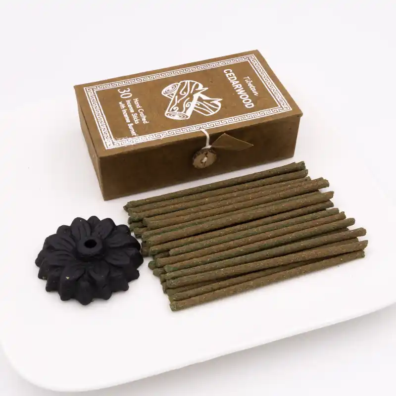 Boite cadeau d'encens tibétain au bois de cèdre