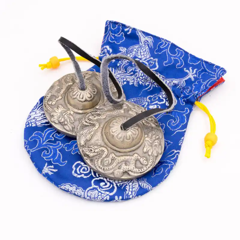 Tingsha en laiton motif Dragons - 6 cm - 156 gr