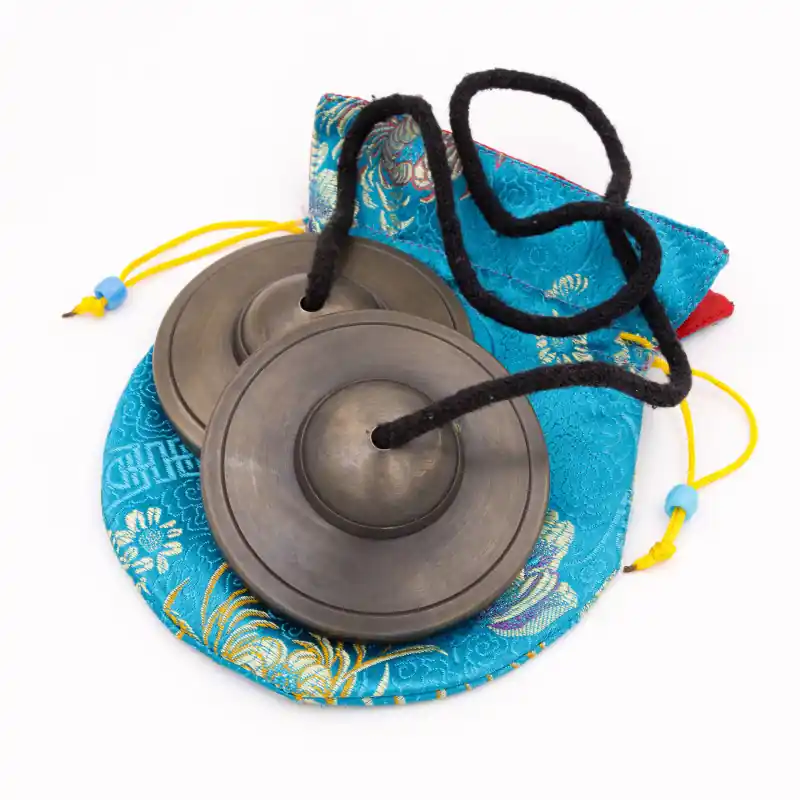 Cymbales bouddhistes 7 métaux noires - 8 cm - 423 gr