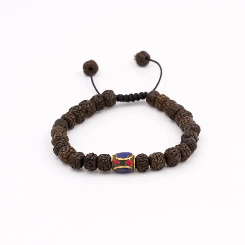 Bracelet mâlâ traditionnel en graines de rudraksha sombres