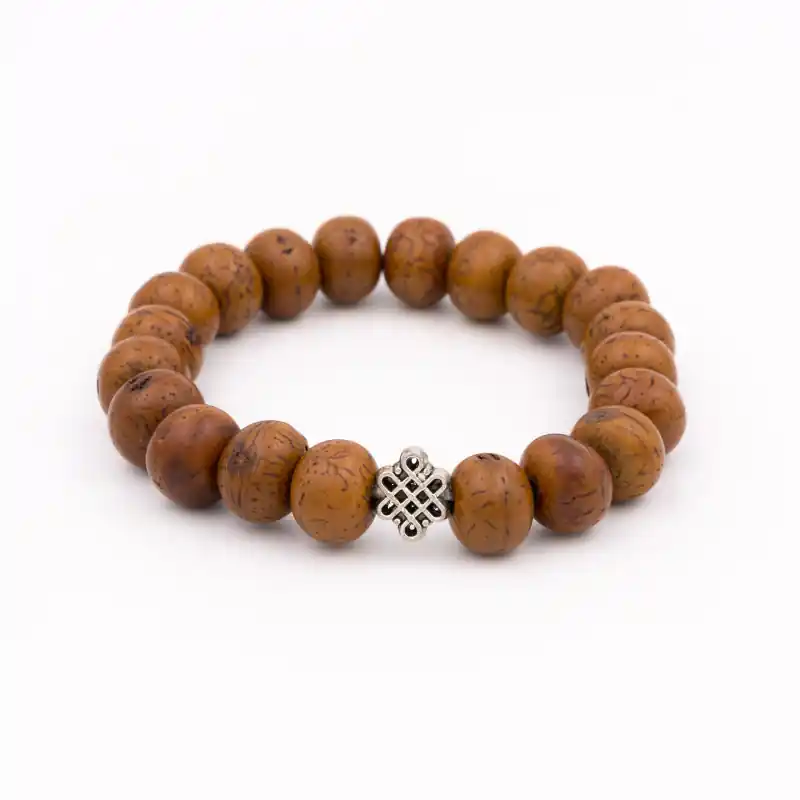 Bracelet mâlâ noeud sans fin en graines de bodhi