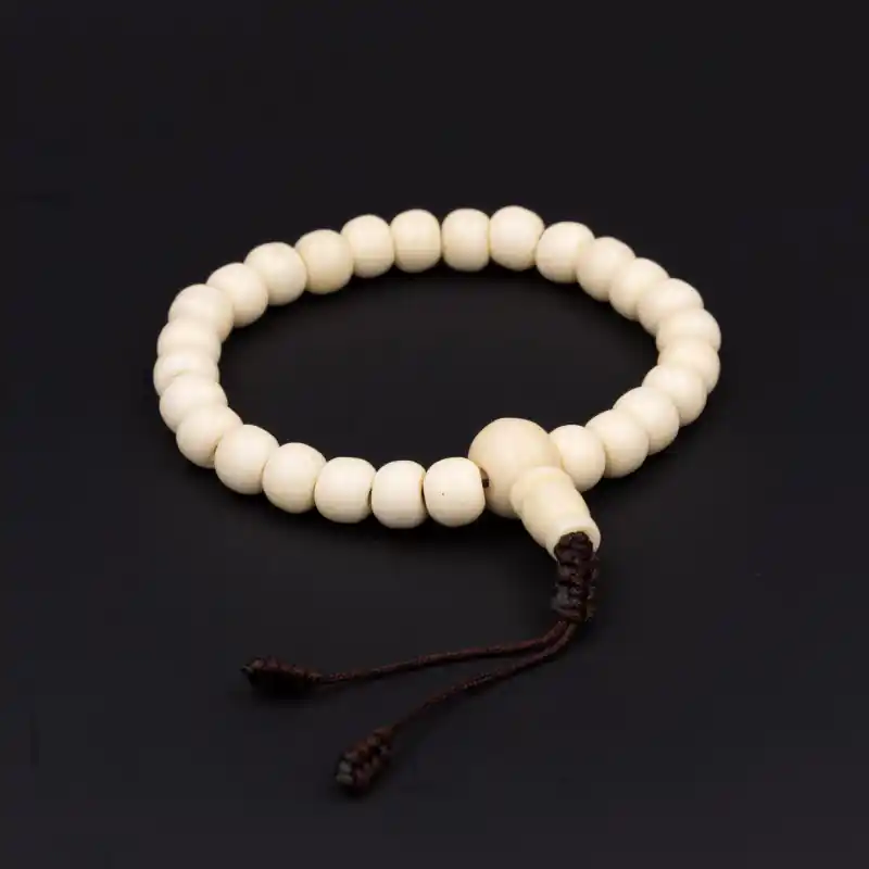 Bracelet mâlâ de l’impermanence en os blanc