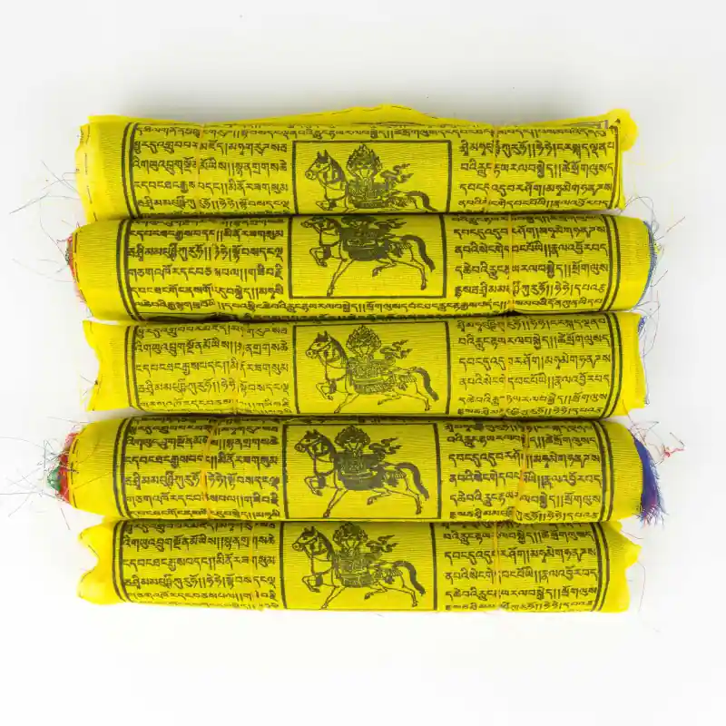 Paquet de 5 drapeaux de prières - polyester - 23x16 cm - 5,75 m