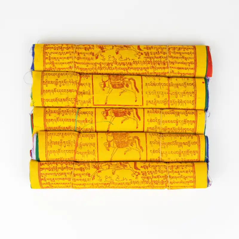 Paquet de 5 banderoles tibétaines - coton - 22x20 cm - 2,20 m