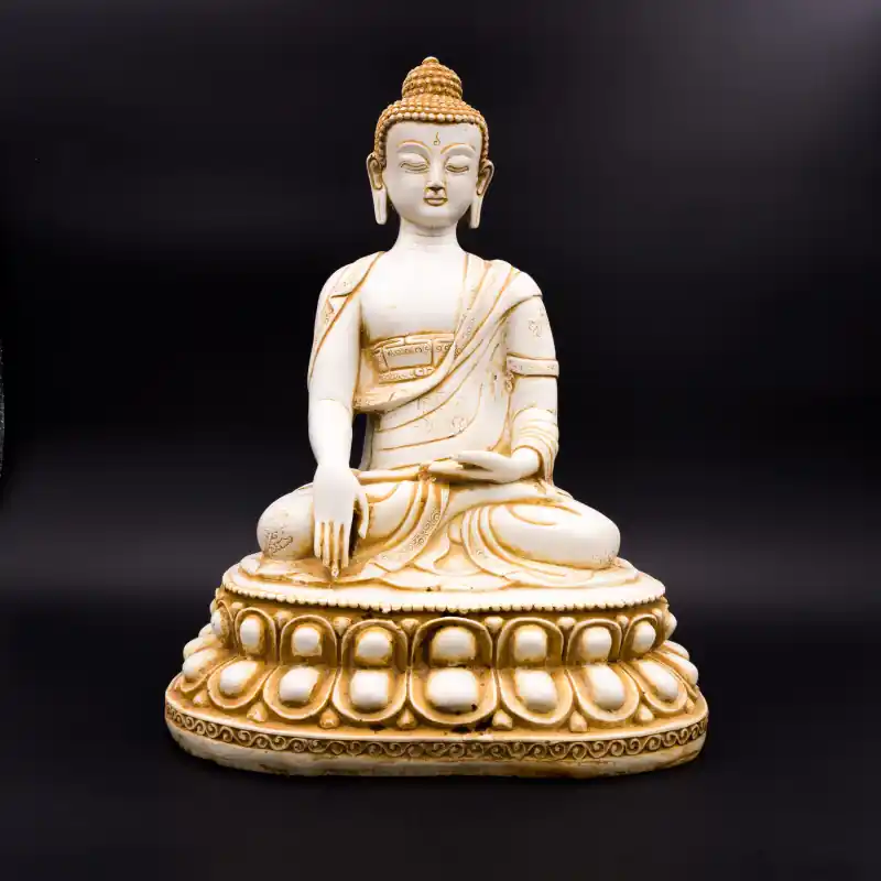 Statue de Bouddha extérieur en résine blanche - 32 cm
