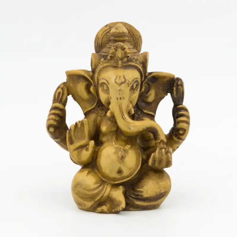 Petite statuette de Ganesh en résine couleur crème - 8 cm