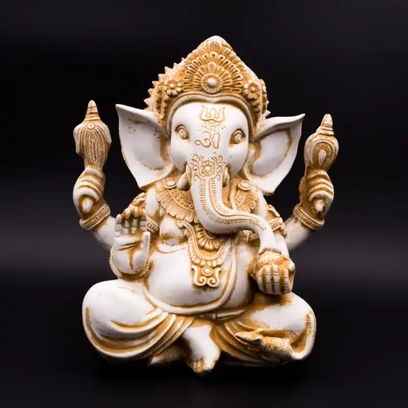 Statue Ganesh extérieur en résine blanche - 23 cm