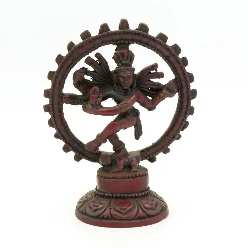 Sculpture de Shiva dansant en résine rouge - 14 cm