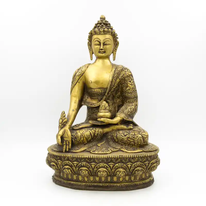 Grande statue du Bouddha médecine en laiton - 33 cm