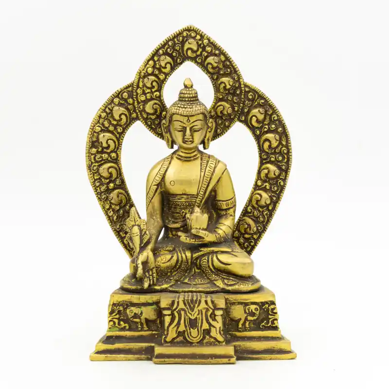Statue du Bouddha médecine en laiton - 19 cm
