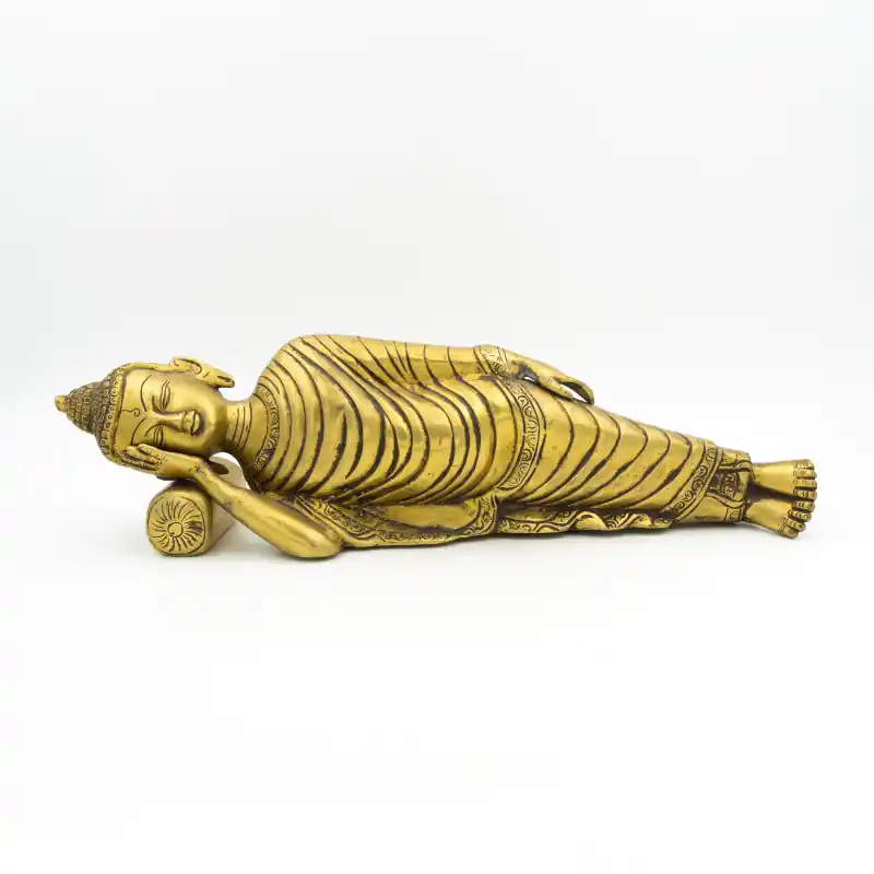 Bouddha statue couché couleur or - 36 cm de long