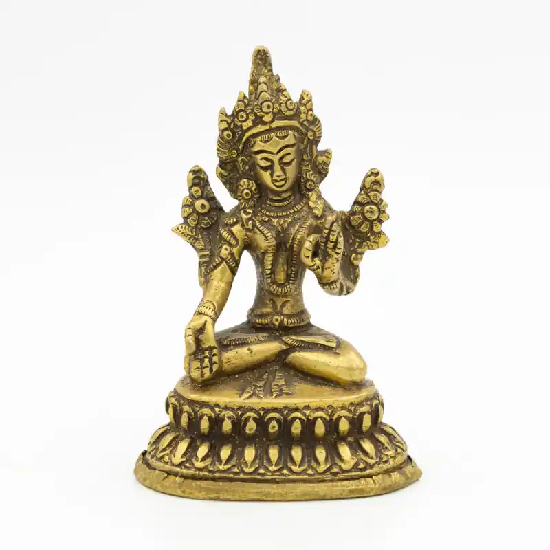 Tara blanche statue en laiton - 10 cm