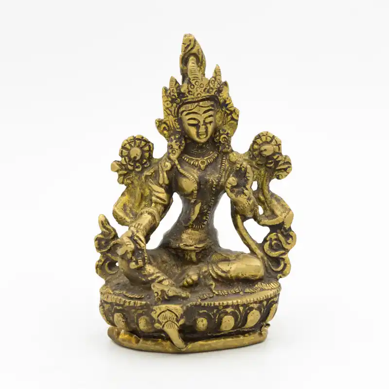 Statuette de Tara la verte en laiton - 9 cm