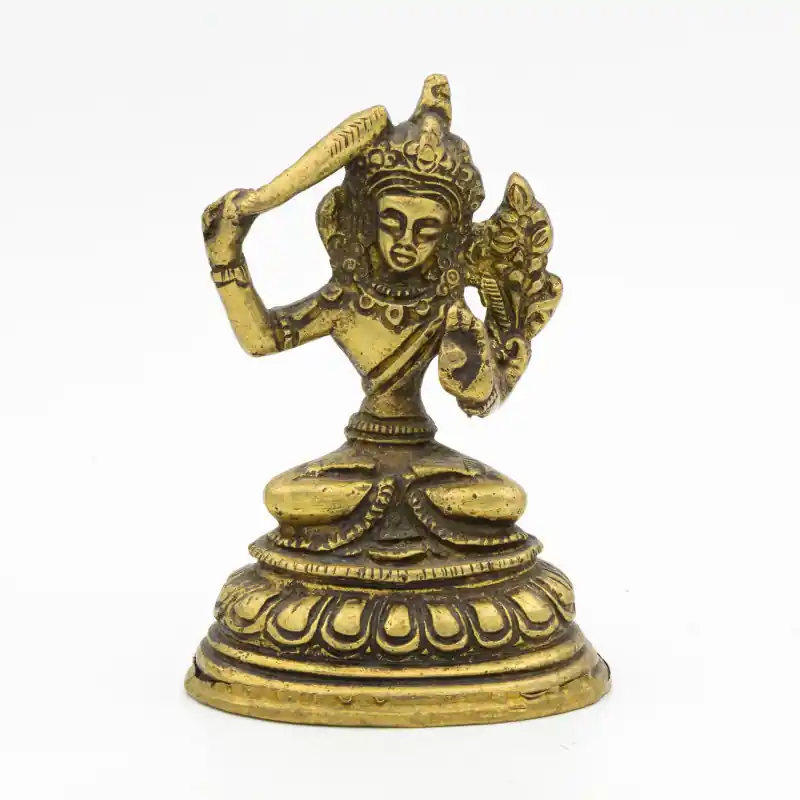 Statuette du bodhisattva Manjushri en laiton - 8 cm