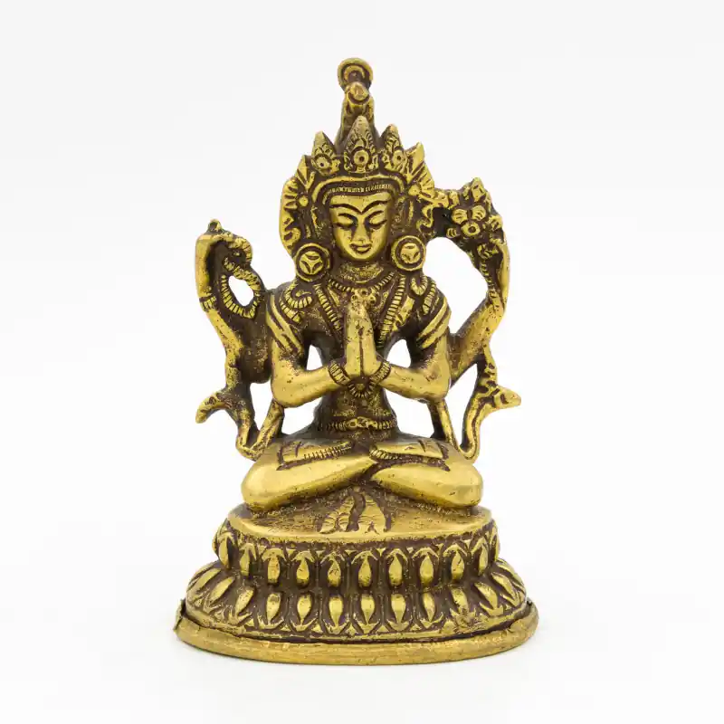 Statuette de Tchenrezi en laiton - 10 cm
