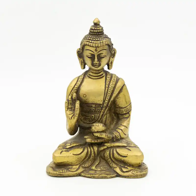 Statuette de Bouddha assis en laiton - mudra Vitarka - 12 cm