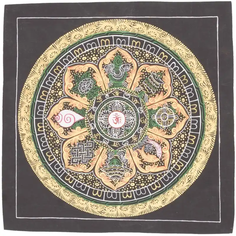 Mandala tibétain des 8 symboles bouddhistes