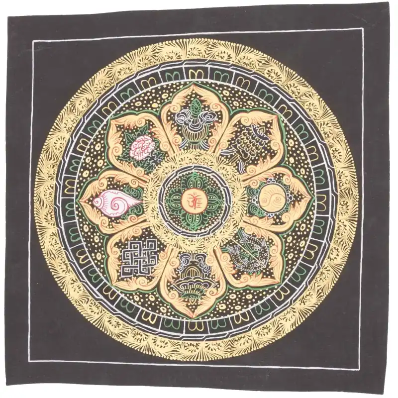 Thangka bouddhiste Ashtamangala