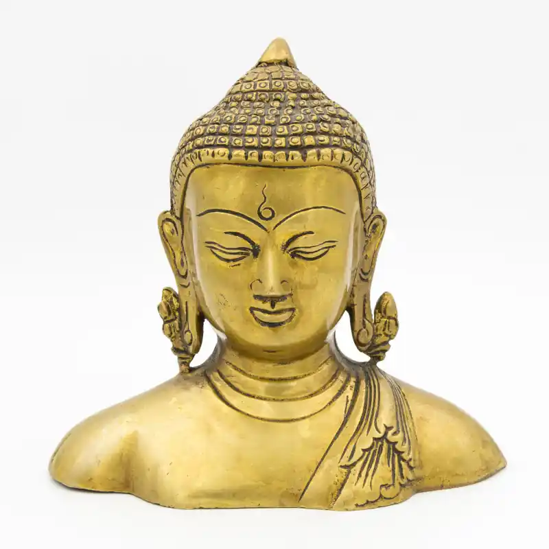 Buste de bouddha en laiton - 15 cm