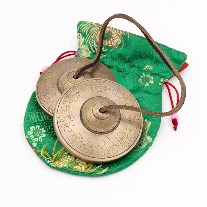 Cymbales bouddhistes 7 métaux Ashtamangala - 8 cm - 441 gr