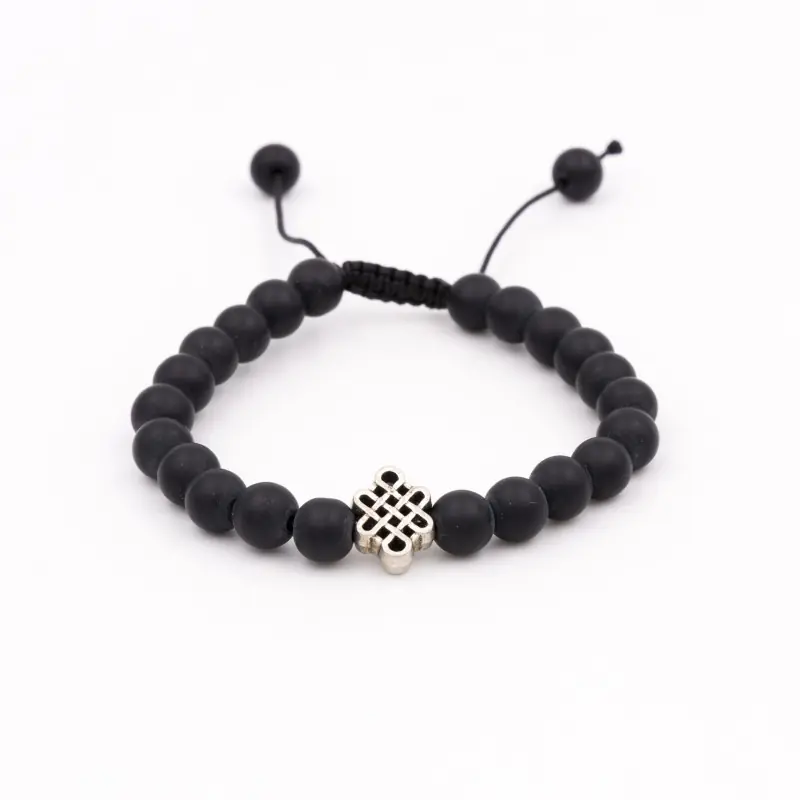 Bracelet mâlâ noeud sans fin en shaligram